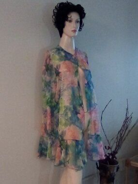Vintage Miss Dior Sheer Bed Jacket / Robe Union Made 70's USA Sz M